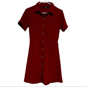 Deep red dress with buttons